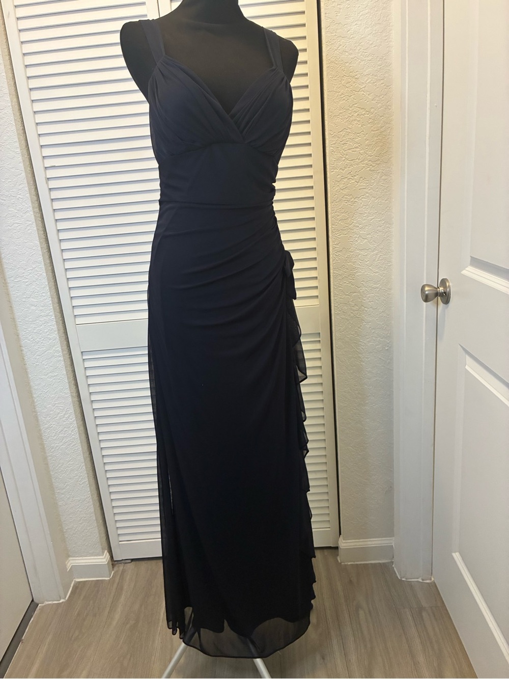 Stacy Sklar Black Sleeveless Maxi Dress with Side Bow